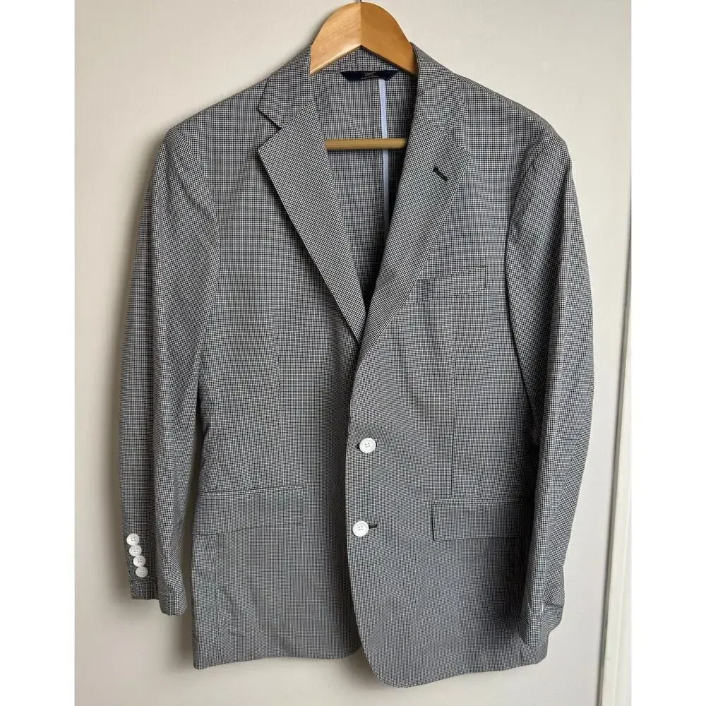 Brooks Brothers Mens Blazer Black White 38S 100% Cotton 346 Regent Sports Coat